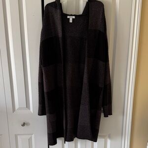 Nine West Black and Gray Open Cardigan
